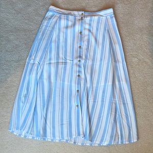 CottonON Cabana Stripe Button Front Skirt Lt Blue